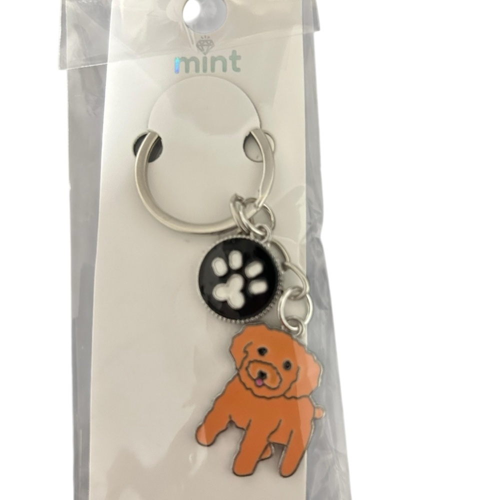 Mint Enamel Dog Keychains with Paw Print Charms - Picture 5 of 6